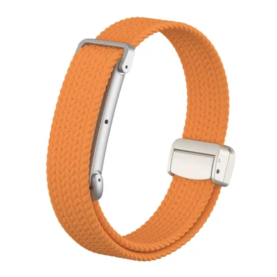 Voor Google Fitbit Air Horlogeband Magnetische Sluiting Geweven Nylon Band met Metalen Beschermdoos - Oranje