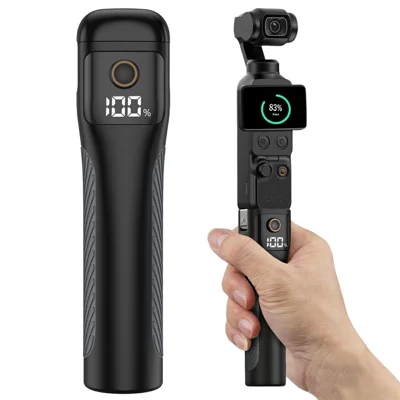 X01 For DJI Osmo Pocket 4P / 4 / 3 Camera Grip 5000mAh Power Bank 22.5W USB-C Fast Charging Compatible with Tripod Mount - Black