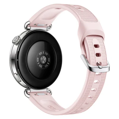 Quick-Release-18mm Rice Grain Texture Strap for Huawei Watch GT 7 41mm  /  GT 6 41mm  /  GT 5 41mm Breathable Silicone Watchband - Pink