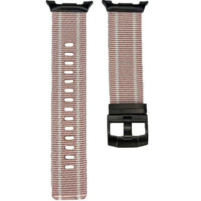 Woven Nylon Watch Strap for Samsung Galaxy Watch9 44mm / 40mm / Watch8 44mm / 40mm / Watch8 Classic 46mm Adjustable Breathable Band - White+Pink / Black Buckle