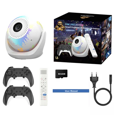 U6 Bærbar Smart Projektor H723 200 ANSI Lumen 8K Dekodning Android 14 Hjemmesideprojektor til Familieunderholdning og Gaming - EU-Stik