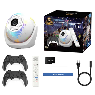 U6 Portable Smart Projector H723 200 ANSI Lumens 8K Decoding Android 14 Home Theater Projector for Family Entertainment Gaming - Us Plug