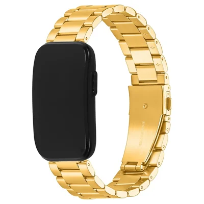 For Garmin CIRQA Smart Band 20mm Stainless Steel Watch Band Three Beads Strap with 14mm Connector - Gold