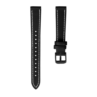 14mm Watch Strap for Garmin Lily 2 Genuine Cow Leather Adjustable Replacement Band with Black Buckle - Black
