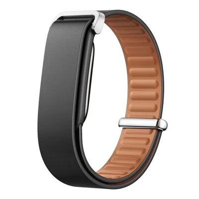 For Google Fitbit Air Urtebånd Ægte Kuulæder Urband med Zinklegeringsspænde - Sort