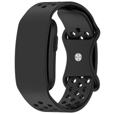 For Garmin CIRQA Smart Band Silicone Watch Strap Breathable Perforated Holes Band - Black