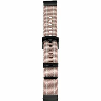 Quick-Release-22mm Nylon Woven Watch Strap for Huawei Watch GT 7 46mm / Oppo Watch X / X2 / X3 Adjustable Watchband with Black Connector + Black Buckle - Pink+White