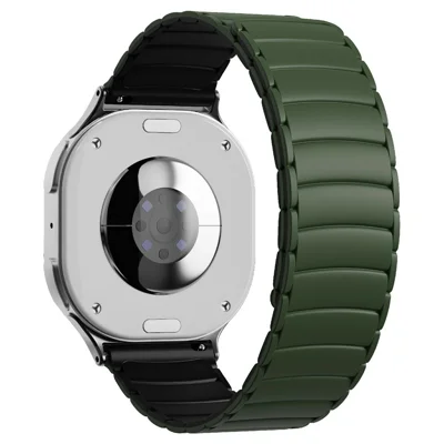 Watch Strap for Samsung Galaxy Watch Ultra 47mm / Ultra (2025) 47mm / Ultra2 47mm Magnetic Dual Color Silicone Watchband - Army Green