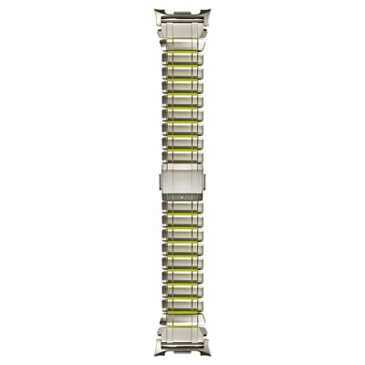 Watch Band for Samsung Galaxy Watch9 40mm 44mm / Watch8 40mm 44mm / Watch8 Classic 46mm , 5-Row Silicone + Titanium Alloy Magnetic Clasp Wrist Strap - Silver+Green