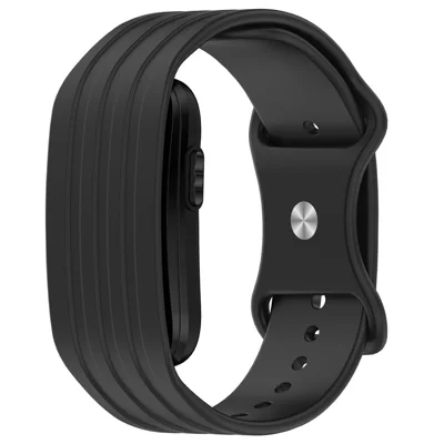 For Garmin CIRQA Smart Band Silicone Strap Butterfly Buckle Striped Watch Band - Black