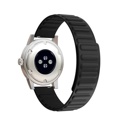 Bracelet de remplacement universel magnétique d'absorption de 20 mm en silicone pour Samsung Galaxy Watch4 Classic 46 mm 42 mm/Watch4 44 mm 40 mm/Gear Sport - Noir