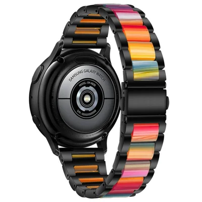 20 мм, три бусины, нейлоновый ремешок из нержавеющей стали для Samsung Galaxy Watch6 40 мм, 44 мм / Watch6 Classic 43 мм, 47 мм / Watch 5 40 мм, 44 мм / 5 Pro 45 мм / Watch4 40 мм, 44 мм — черный / радужный