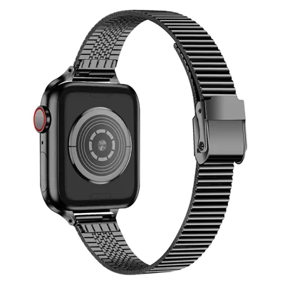 Luxurious Stainless Steel Metal Strap Replacement Band for Apple Watch Ultra 4 3 2 1 49mm / Series 12 11 10 46mm / 9 8 7 45mm / SE3 SE2 SE 6 5 4 44mm / 3 2 1 42mm - Black
