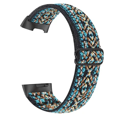 Elastisches Nylon-Smartwatch-Armband, verstellbar, für Fitbit Charge 5 - Braun