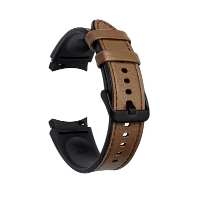 20 mm verstellbares Lederarmband für Samsung Galaxy Watch6 40 mm, 44 mm / Watch6 Classic 43 mm, 47 mm / Watch 5 40 mm, 44 mm / 5 Pro 45 mm / Watch4 40 mm, 44 mm – Braun