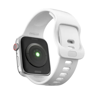 Silicone Smart Watch Band Adjustable Wrist Strap for Apple Watch Ultra 4 3 2 1 49mm / Series 12 11 10 46mm / 9 8 7 45mm / SE3 SE2 SE 6 5 4 44mm / 3 2 1 42mm - White