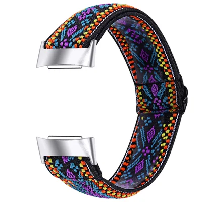 Elastisches Nylonband mit verstellbarer Schnalle, geflohtes Uhrenarmband für Fitbit Charge 6 / 5 - 5#