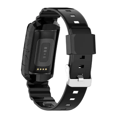 Coque de protection intégrée avec bracelet souple en TPU pour Fitbit Charge 4 / 4 SE / 3 / 3 SE - Noir