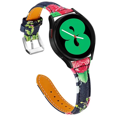 Pointed Tail Top Layer Cowhide Genuine Leather Watch Strap for Samsung Galaxy Watch4 Classic 42mm 46mm/Galaxy Watch Active/Galaxy Watch Active2 40mm 44mm - Style A