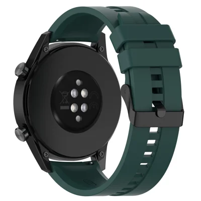 20mm Silikon-Armband mit Verstellmöglichkeit für Huawei Watch GT Runner/Watch GT3 42mm - Schwarzer Stahlverschluss/Dunkelgrün