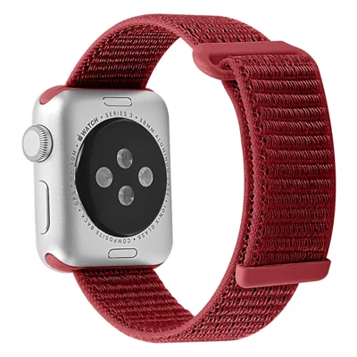 Braided Nylon Smart Watch Band Sports Wrist Strap for Apple Watch Series 9 /  8 / 7 41mm / 6 / SE (2023) / SE (2022) / SE  / 5 / 4 40mm / 3 / 2 / 1 38mm - Red