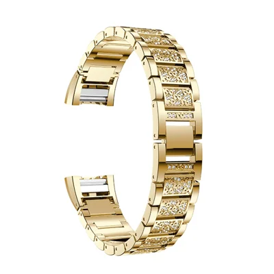 Trois Perles Strass Decor Metal Bracelet Bracelet De Rechange De Remplacement Pour FITBIT CHARGE 2 / CHARGE 2 HR - Or