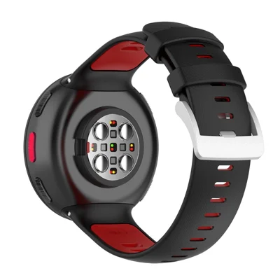 For Polar Vantage V2 Strap Dual Color Silicone Watch Band - Black / Red