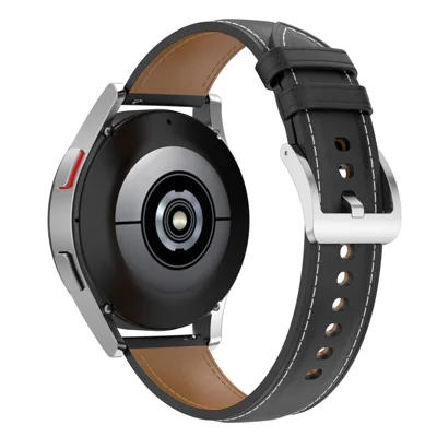 Für Samsung Galaxy Watch4 40mm/44mm/Galaxy Watch3 41mm/Galaxy Watch Active2 40mm/44mm/Huawei/Garmin Smart Watch 20mm Echt Leder Ersatz Armband - Schwarz