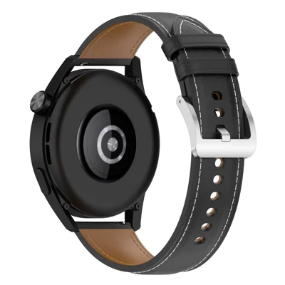 Für Samsung Galaxy Watch3 45mm/Huawei Watch GT 3/Honor Watch GS3/Garmin/Xiaomi Mi Watch S1 22mm Echtes Lederarmband - Schwarz