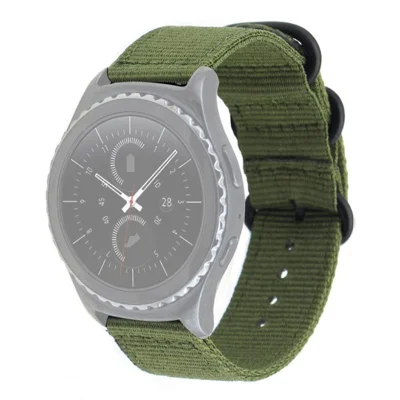 For Suunto 9/Suunto 9 Baro Nylon Watch Strap Three Heavy Buckles Watch Band Replacement 24mm - Army Green