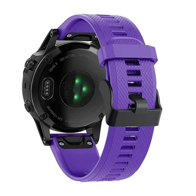 Для часового ремешка Garmin Fenix 7 с быстрым выпуском, регулируемый силиконовый ремешок для часов с черной пряжкой - фиолетовый