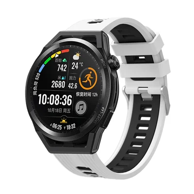 Für Huawei Watch GT 3 (46mm) Dual Color 22mm Silikon-Uhrenarmband Ersatz Armband - Weiß/Schwarz