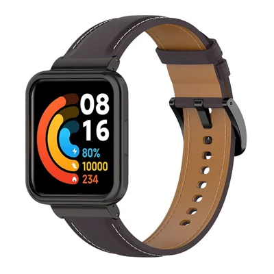 Для Xiaomi Redmi Watch 2 Lite Replacement Genuine Leather Strap Adjustable Watch Band - Dark Purple