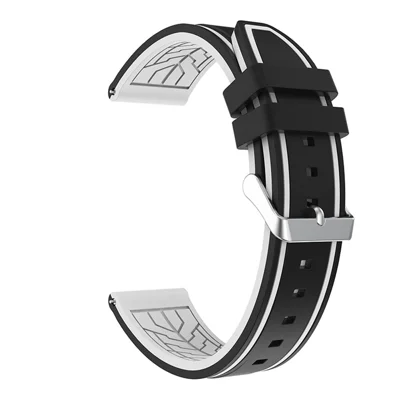 Für Samsung Galaxy Watch3 45mm/Watch 46mm/Huawei Watch GT 46mm 22mm Silikon-Uhrenarmband, weiches Armband mit Schnalle - Schwarz Weiß