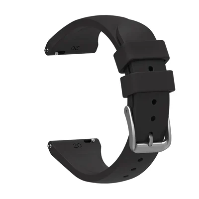 Für Samsung Galaxy Watch3 41mm/Gear Sport/Huawei Watch 2 Silikon-Uhrenarmband 20mm, Schnellverschluss-Armband mit Schnalle für Sportuhren - Schwarz