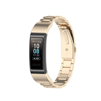 For Honor Band 4 / 5 Stylish Watch Band Stainless Steel 3 Beads Replacement Wrist Strap with Buckles - Champagne Gold