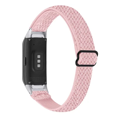 Para Samsung Galaxy Fit R370 Woven Elastic Watch Band Adjustable Nylon Replacement Strap Wristband - Pink