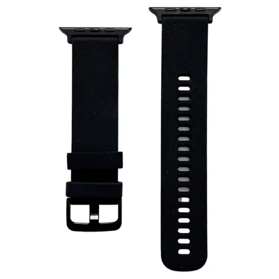 For Apple Watch Series 12 11 10 42mm / 9 8 7 41mm / SE3 SE2 SE 6 5 4 40mm / 3 2 1 38mm Textured Silicone Smart Watch Band Wrist Strap Replacement - Black