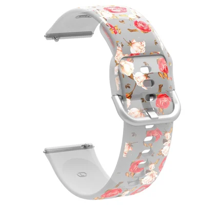 For Huawei Watch GT 7 46mm / Samsung Galaxy Watch3 45mm / Watch GT 3 Pro 46mm / Garmin Venu 2 Silicone Watch Band Quick-Release-22mm Pattern Printed Bracelet Strap Replacement - Red / Pink Flowers