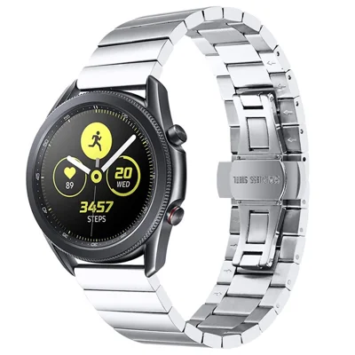 Pour Samsung Gear S3 Classic/Galaxy Watch 46mm/Watch4 Classic 46mm, Bracelet de montre en acier inoxydable avec boucle de conception - Argent