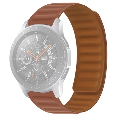 Für Samsung Galaxy Watch4 40mm/44mm/Garmin Venu 2 Plus Silikon Uhrenarmband 20mm Magnetische Armband-Ersatzband - Braun