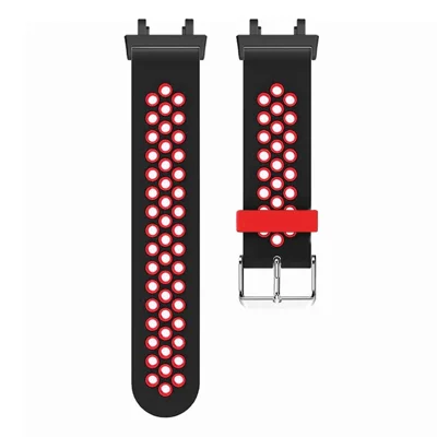Für Huami Amazfit T-Rex 2 Dual Color Watch Band Silicon Ersatz Handgelenksgurt Mit Drei Reihenlöchern - Schwarz / Rot