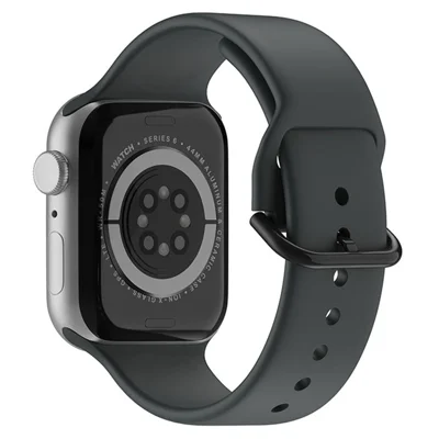 For Apple Watch Series 12 11 10 42mm / 9 8 7 41mm / SE3 SE2 SE 6 5 4 40mm / 3 2 1 38mm Silicone Watch Band Pin Buckle Wrist Strap Replacement - Dark Grey