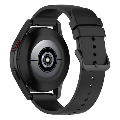 Für Samsung Galaxy Watch 5 Pro 45mm / Huami Amazfit Bip 3 / 3 Pro Silikon-Uhrenarmband 20mm, verstellbarer Armreif - Schwarze Schnalle / Schwarz