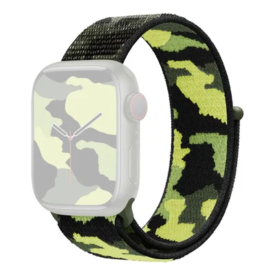 For Apple Watch Series 12 11 10 42mm / 9 8 7 41mm / SE3 SE2 SE 6 5 4 40mm / 3 2 1 38mm Camouflage Nylon Watch Strap Replacement Adjustable Wrist Band - Army Green