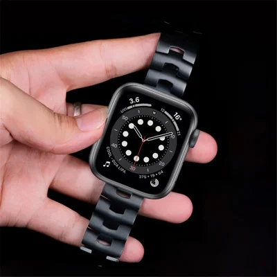 Für Apple Watch Series 11 10 42 mm / 9 8 7 41 mm / SE3 SE2 SE 6 5 4 40 mm / 3 2 1 38 mm Titan Stahl kratzfeste Smartwatch-Armband - Schwarz