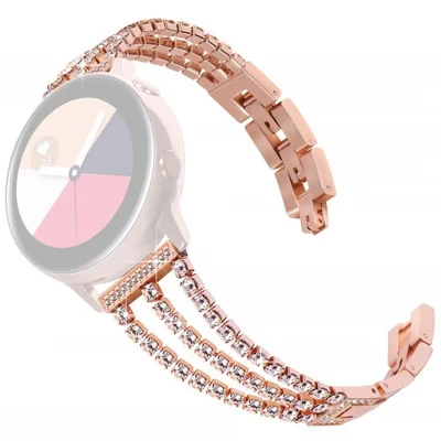 Für Samsung Galaxy Watch3 45mm / Gear S3 Frontier / Gear S3 Classic / Huawei Watch GT3 Pro 3 Ketten Kristallsteine Dekor Metallarmband 22mm Universal Uhrenarmband - Roségold