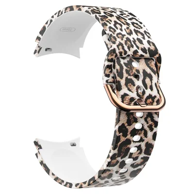 Per Samsung Galaxy Watch 5 40mm / 44mm / 5 Pro 45mm Pattern Printed Silicone Watch Strap 20mm Quick Release Watch Band with Buckle - Brown Leopard
