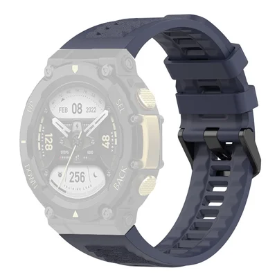 For Huami Amazfit T-Rex 2 Solid Color Soft Silicone Sports Smart Watch Band Replacement Wrist Strap - Dark Blue