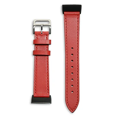 Echtes Leder Armband für Fitbit Charge 6 / 5 Smartwatch Verstellbares Ersatzarmband - Rot